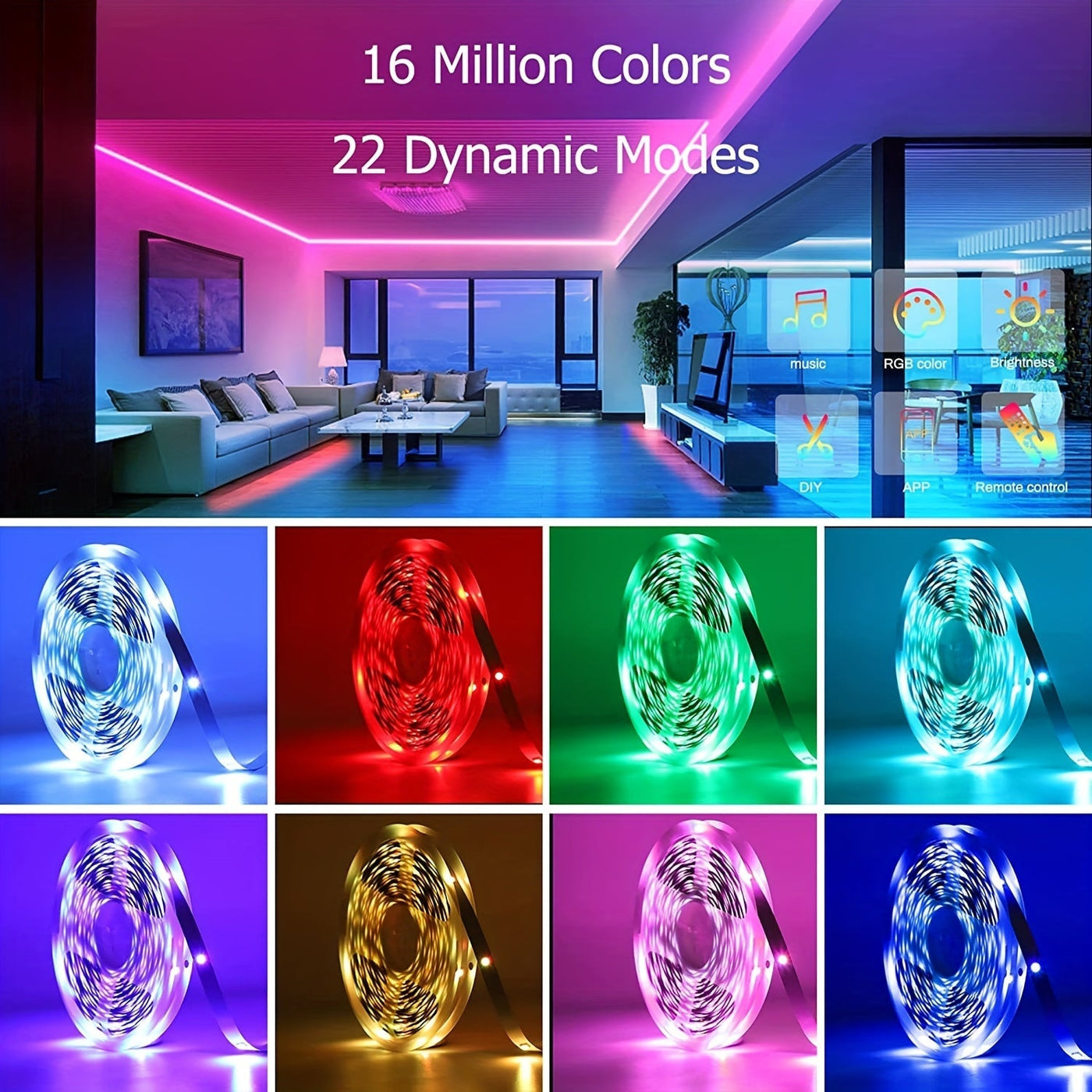 LED Strip Lights Remote Control Colour Changing