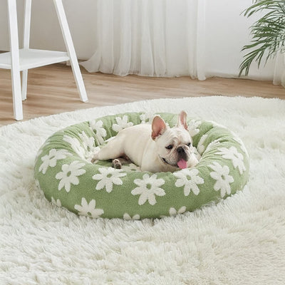 Elegance Floral Checkerboard Orthopedic Pet Bed Cozy Stylish