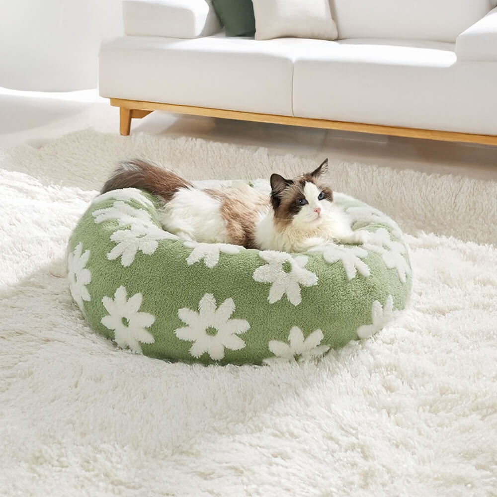 Elegance Floral Checkerboard Orthopedic Pet Bed Cozy Stylish