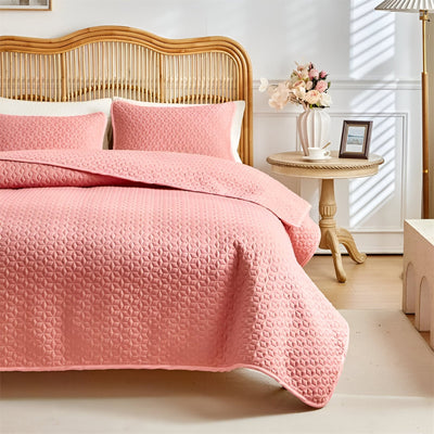 3-Piece Solid Color Quilted Bedspread Set for Cozy Elegance