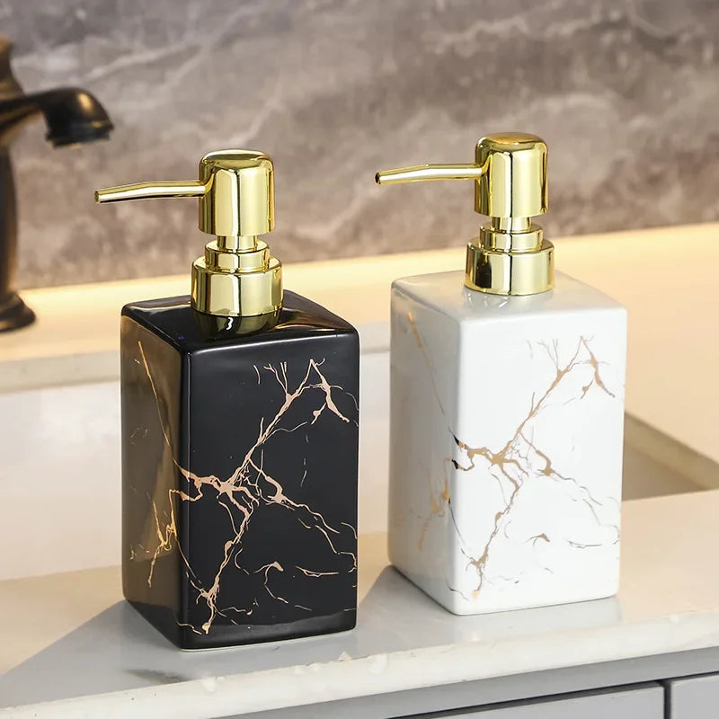 Marble Ceramic Soap & Shampoo Dispenser - Modern Design