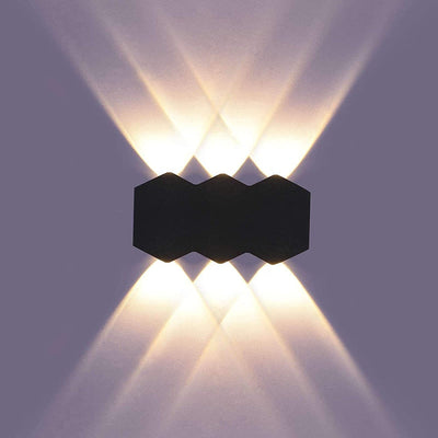 Zion - Hex Shaped Up/Down Outdoor Wall Light Black White