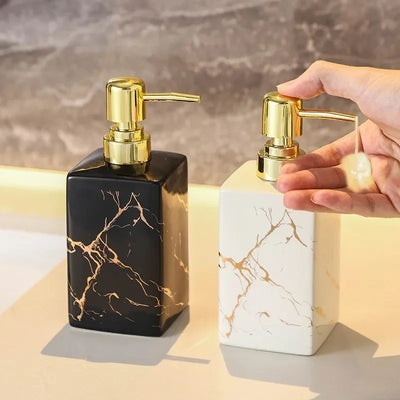 Marble Ceramic Soap & Shampoo Dispenser - Modern Design