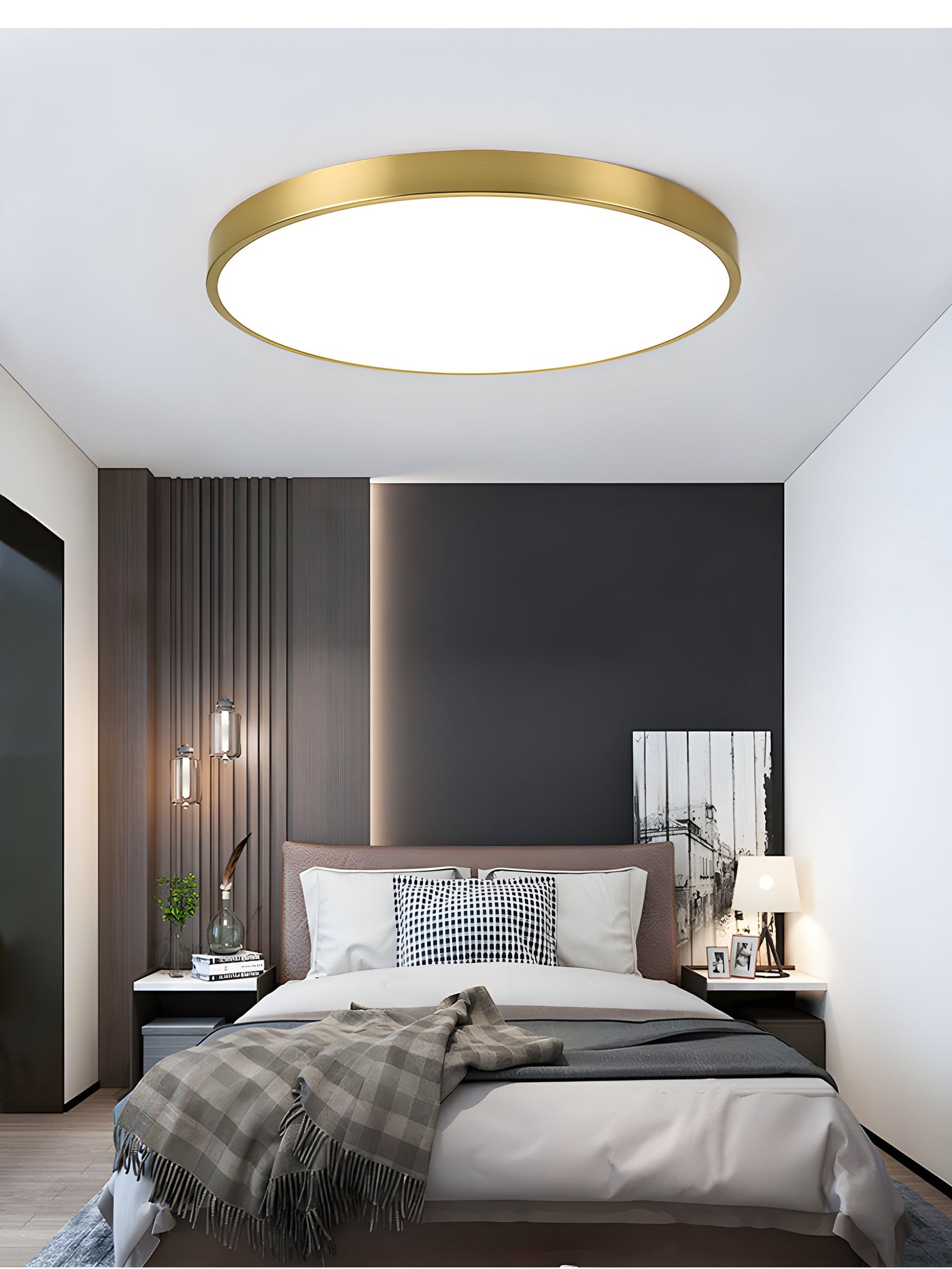 Surface Mounted Ultra-Thin Gold LED Ceiling Lamp